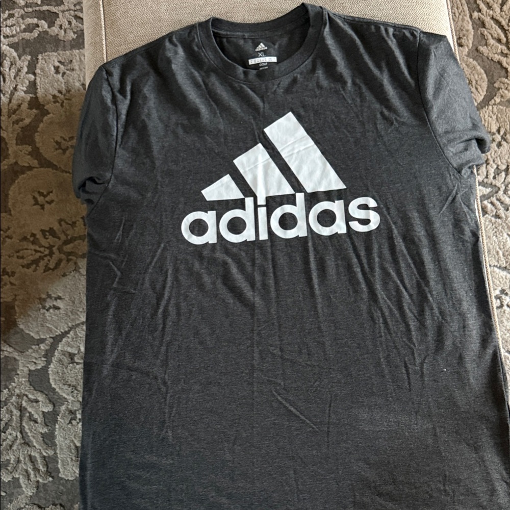 Adidas Men's Charcoal Gray Tee with White Logo